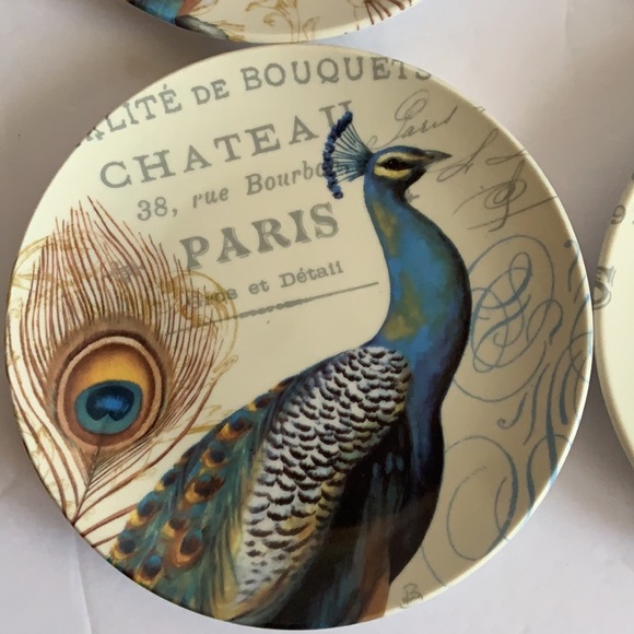 Cracker Barrel PEACOCK PLATES - 6” Porcelain Small Plates - Picture 3 of 6